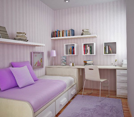 Дизайн маленькой комнаты (12 м2) с диваном.