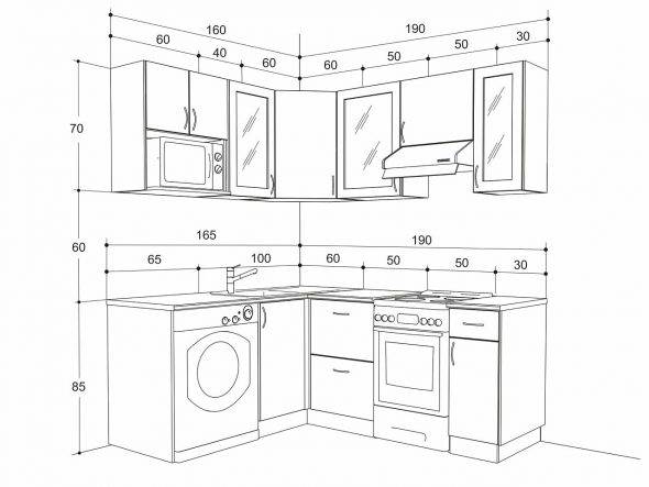 На какой высоте можно вешать кухонные шкафы?