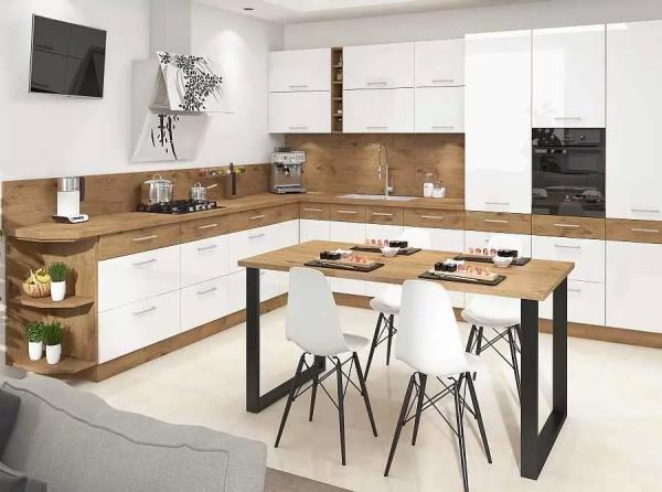 Wnętrze minimalistyczne - salon oddzielony od kuchni jadalnią